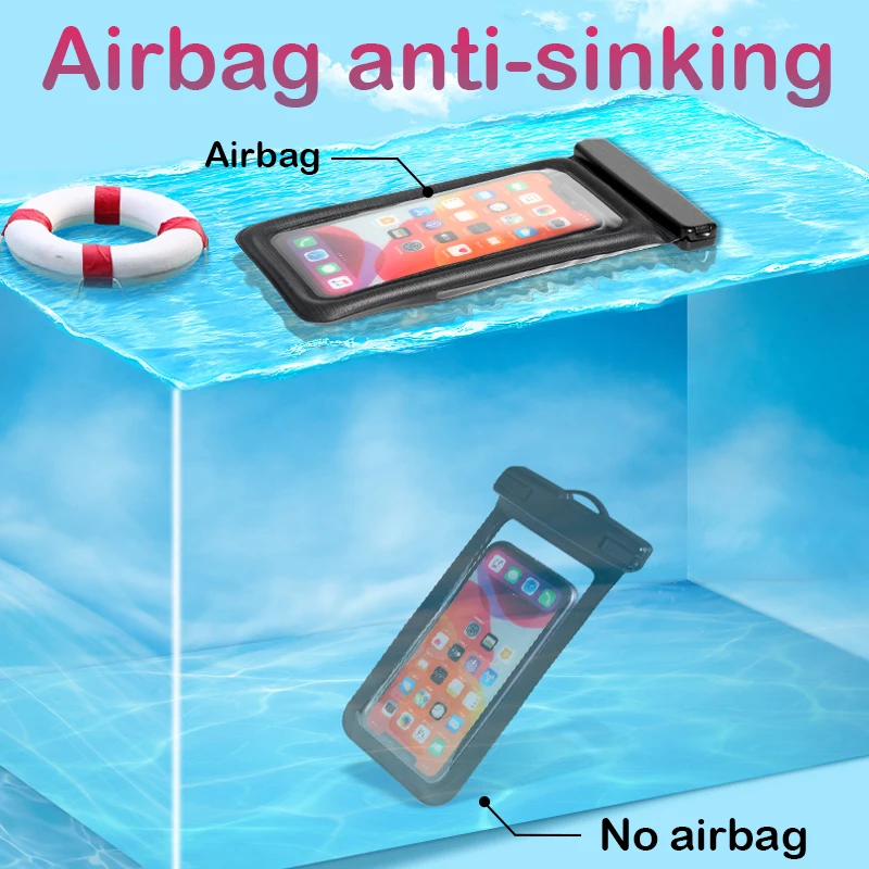 Floating Airbag Waterproof Phone Bag Phone Case For IPhone 17 16 15 14 13 Pro Max Samsung Huawei Xiaomi Waterproof Swimming Bags thumbnail 4