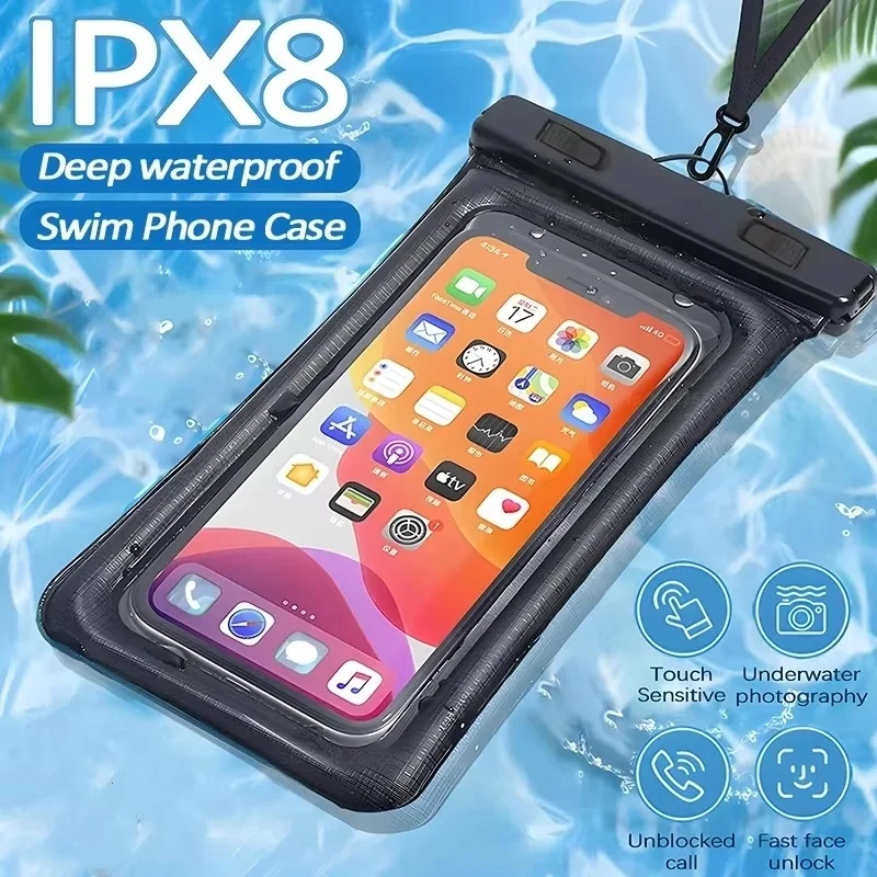 Floating Airbag Waterproof Phone Bag Phone Case For IPhone 17 16 15 14 13 Pro Max Samsung Huawei Xiaomi Waterproof Swimming Bags