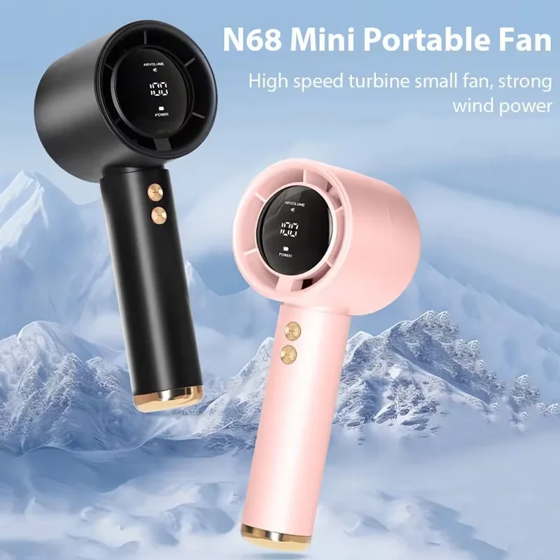 Portable Cooling Fan With Strong Wind Power Ultra Long Battery Life USB Charging LED Power Display Outdoor Travel Handheld Fan