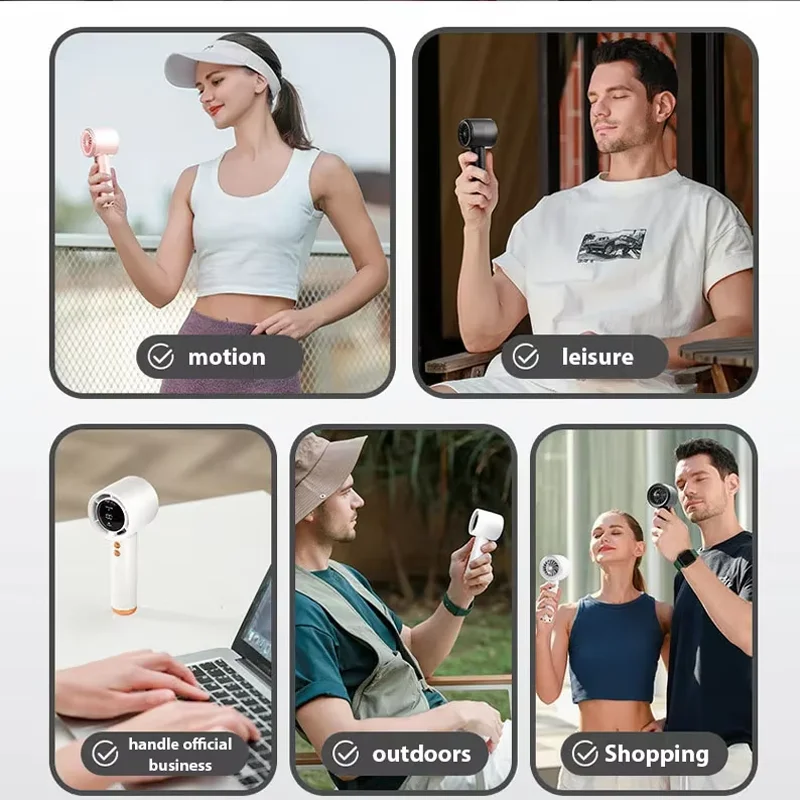 Portable Cooling Fan With Strong Wind Power Ultra Long Battery Life USB Charging LED Power Display Outdoor Travel Handheld Fan thumbnail 6