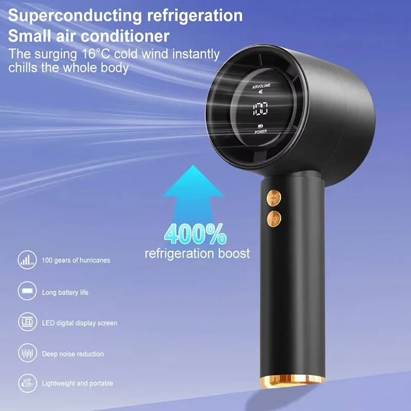 Portable Cooling Fan With Strong Wind Power Ultra Long Battery Life USB Charging LED Power Display Outdoor Travel Handheld Fan thumbnail 2