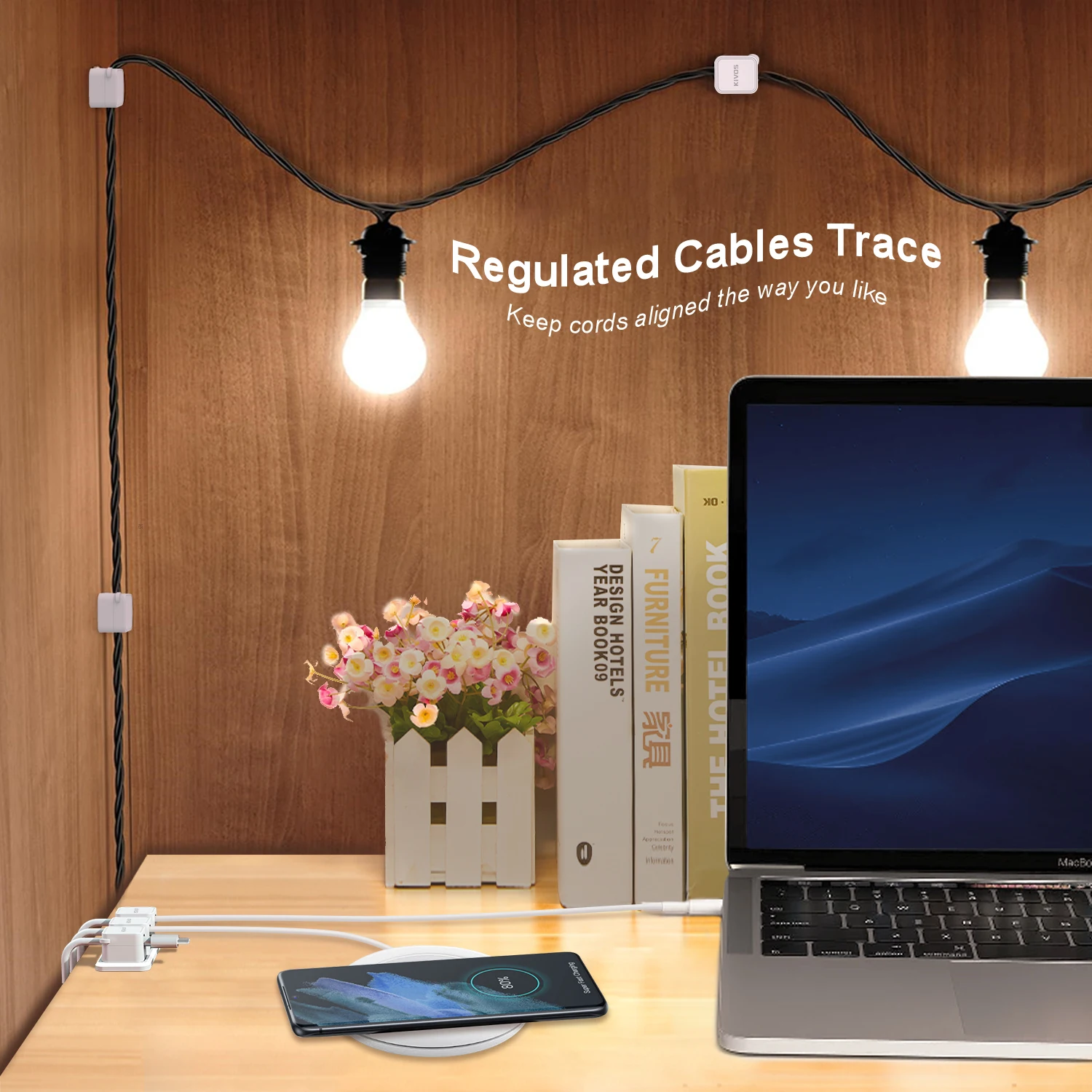 Cord Organizer,Desk Cable Management Clips, Phone Charger Cord Smooth Adjustable，6+1ack thumbnail 4