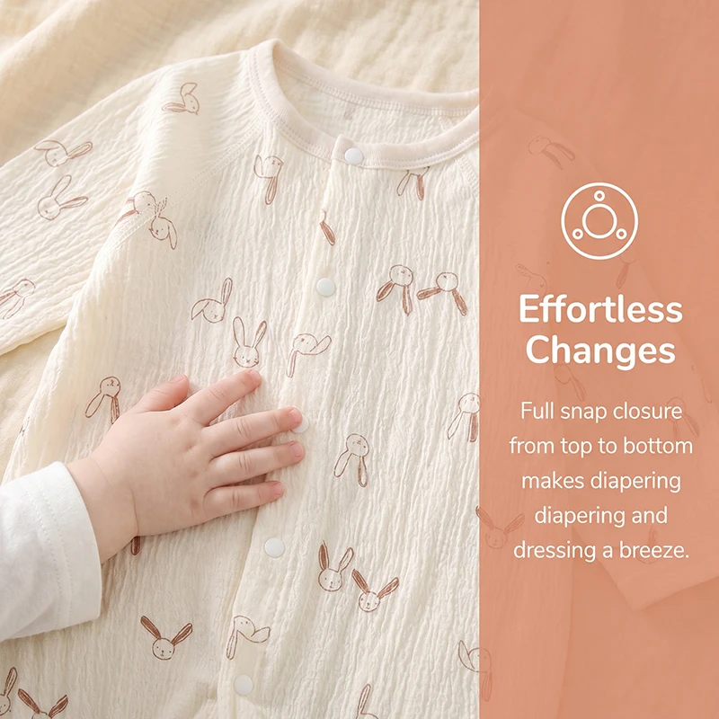 New Spring Newborn Baby Sleep Clothes Rabbit Print Soft Jumpsuit Underwear Infant One piece Skin Friendly Baby Romper thumbnail 3