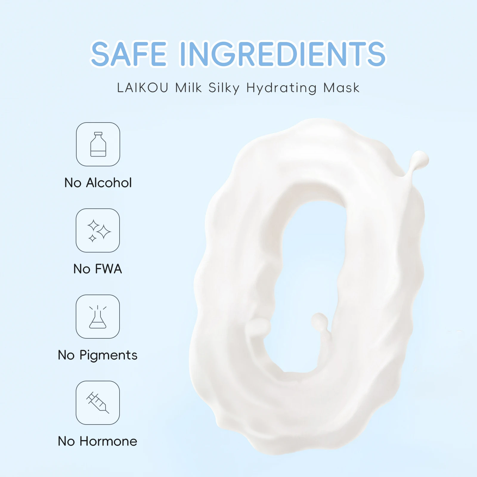 LAIKOU Milk Silky Hydrating Mask Brightening Collagen Sheet Mask Anti-Age Skin Care Moisturizing Face Mask 25g*20pcs thumbnail 2