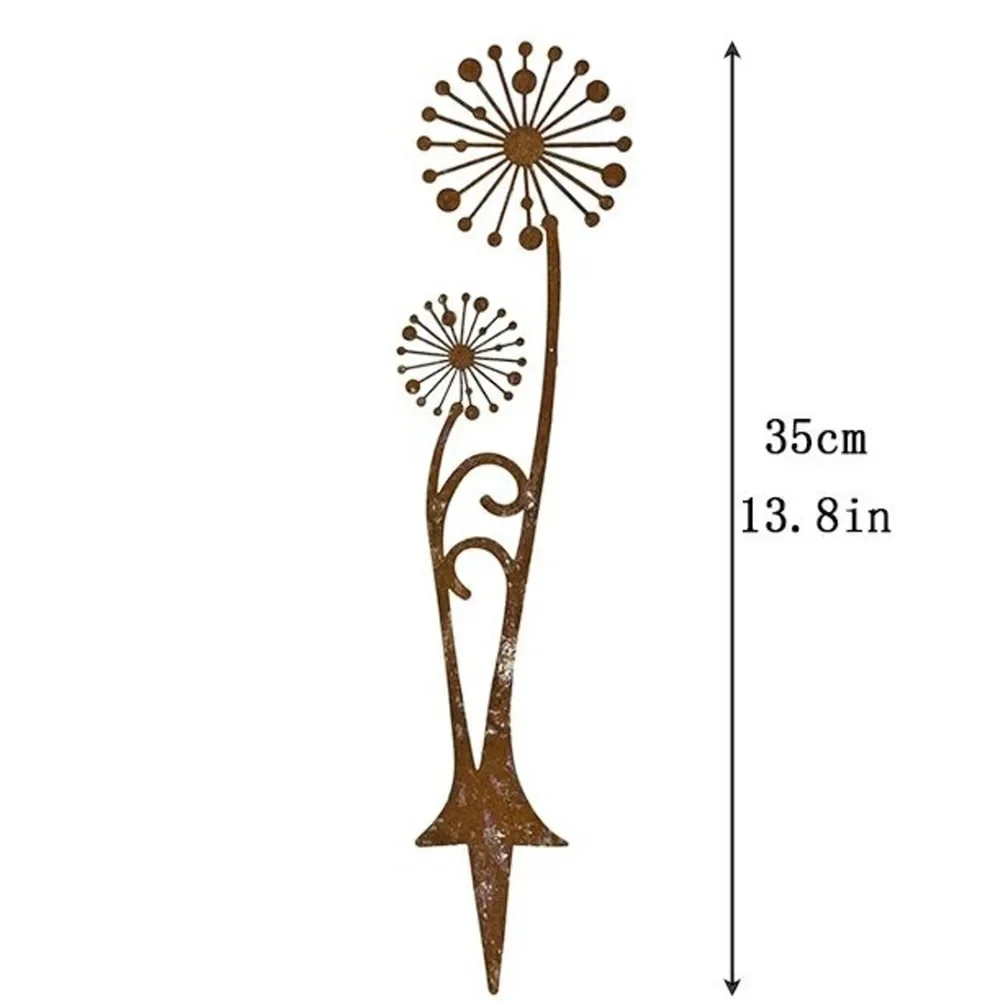 1 Pcs Garden Stakes Rust Decorative Garden Decoration Dandelion Ground Home Garden Decoration Accessories