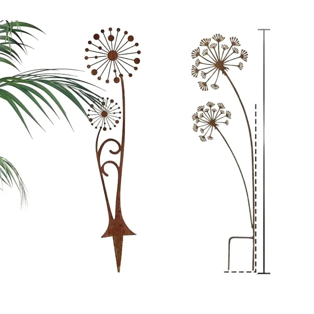 1 Pcs Garden Stakes Rust Decorative Garden Decoration Dandelion Ground Home Garden Decoration Accessories thumbnail 2