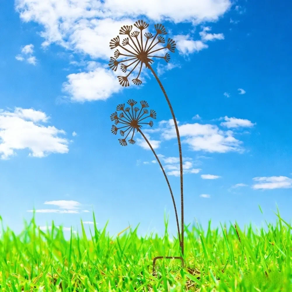 1 Pcs Garden Stakes Rust Decorative Garden Decoration Dandelion Ground Home Garden Decoration Accessories thumbnail 5