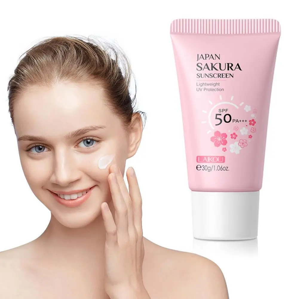 LAIKOU Japan Sakura Sunscreen SPF 50+ Brightening Sunblock Cream Face Body Moisturizing Isolating UV Protector 30g thumbnail 3