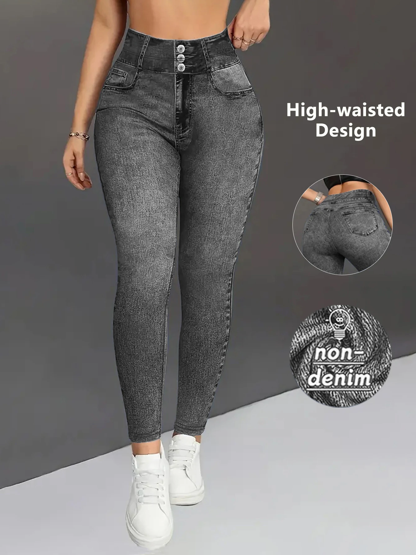 Women's Imitation Comfortable Tummy Control Fitness Gym Yoga Pants Daily Wear Tummy Control Hip Lifting Skinny Yoga Pants thumbnail 6