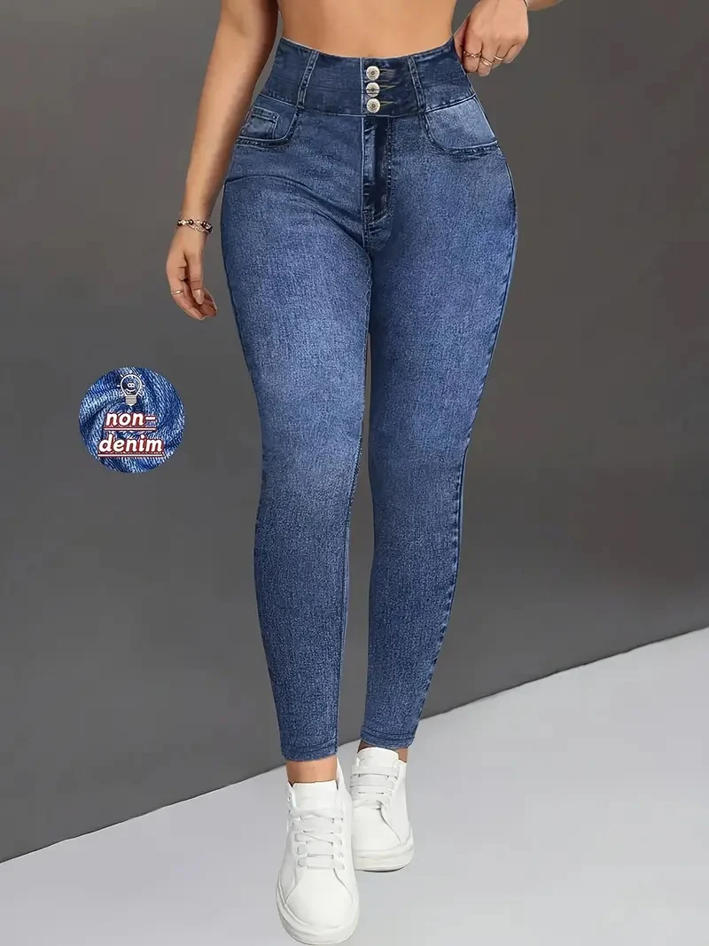 Women's Imitation Comfortable Tummy Control Fitness Gym Yoga Pants Daily Wear Tummy Control Hip Lifting Skinny Yoga Pants thumbnail 3