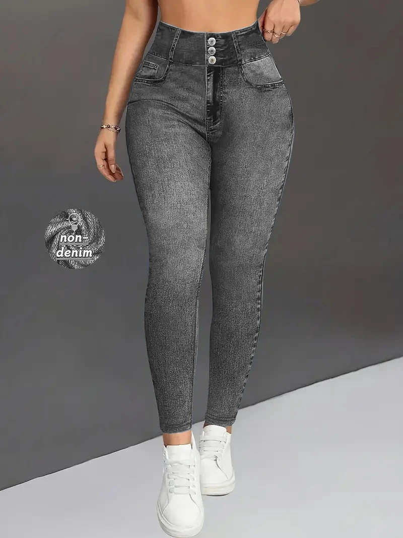 Women's Imitation Comfortable Tummy Control Fitness Gym Yoga Pants Daily Wear Tummy Control Hip Lifting Skinny Yoga Pants thumbnail 5