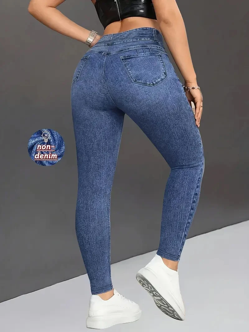 Women's Imitation Comfortable Tummy Control Fitness Gym Yoga Pants Daily Wear Tummy Control Hip Lifting Skinny Yoga Pants thumbnail 4
