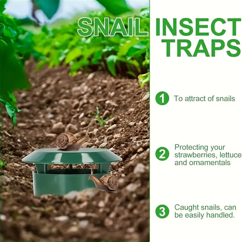 1-5Pcs round Reusable Snail Slug Traps, Durable Plastic with Lid, Garden Pest Catcher for Yard Farm Vegetable Beds thumbnail 2