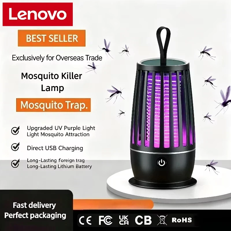 Lenovo Mosquito Trap Lamp Night Light USB Rechargeable Radiation-Free Insect Repeller for Home Garden Patio Outdoor Indoor Use