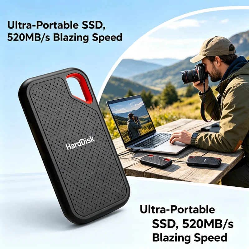 High-Speed Original SSD 2TB Portable USB3.1 Hard Drive 4TB Noiseless Disk for Freelancer Laptop Tablet Workbench thumbnail 5
