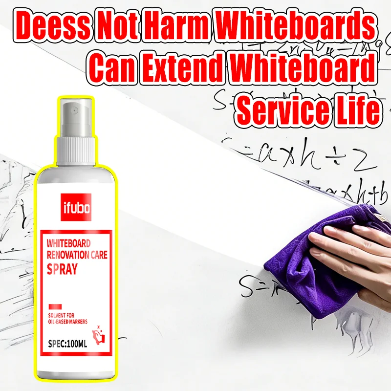 Ifubo Whiteboard Marker Remover Spray, Multi-Purpose Whiteboard Cleaner For Oil/Water-Based Pens, Restore Shine Renovation Spray thumbnail 4