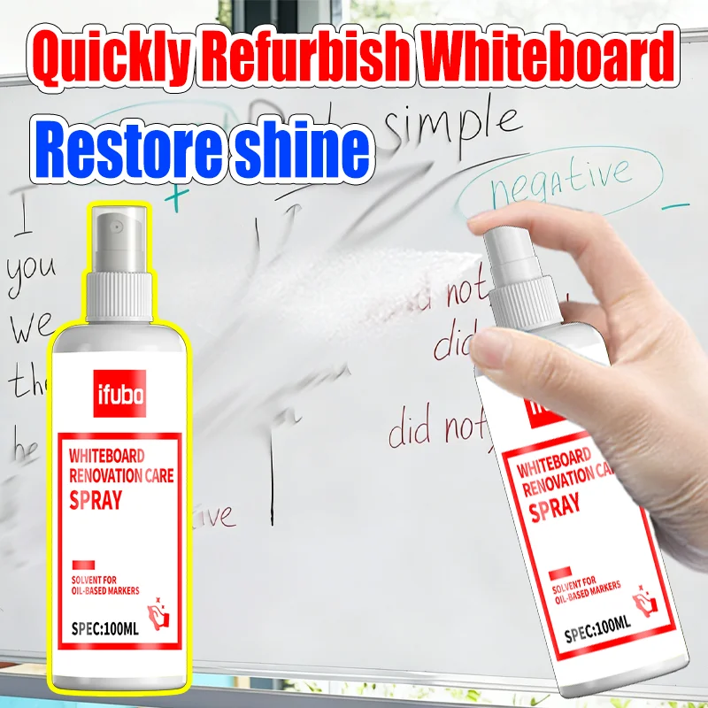 Ifubo Whiteboard Marker Remover Spray, Multi-Purpose Whiteboard Cleaner For Oil/Water-Based Pens, Restore Shine Renovation Spray thumbnail 3