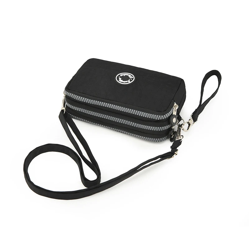 2 PCS Multi Zipper Crossbody Bag for Women Waterproof Nylon Phone Purse Wristlet Wallet Shoulder Bag for Travel Daily Use thumbnail 4