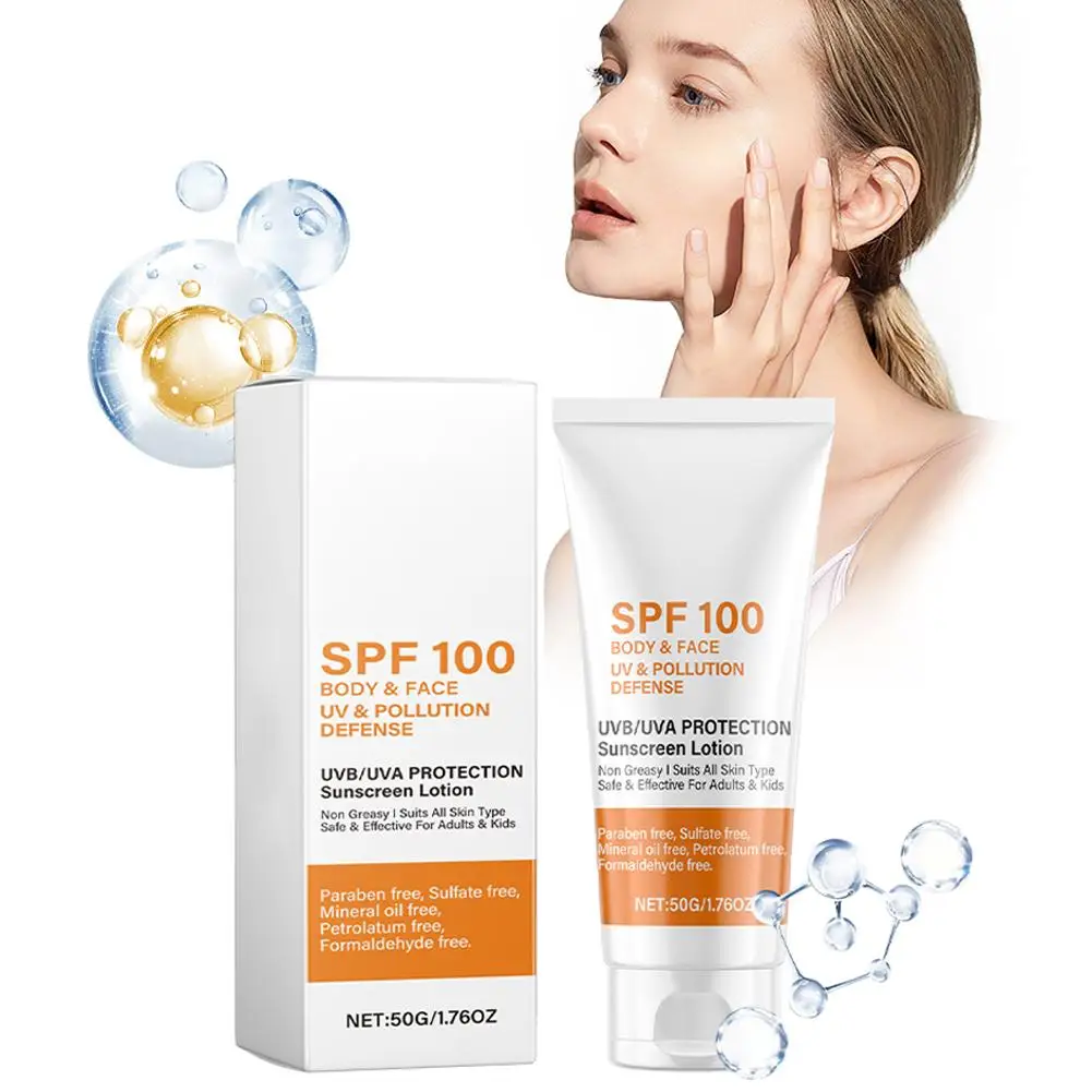 SPF 100+ Sunscreen Face Body Protector Sunblock Cream Centella Repair UV Isolation Anti-Aging Sensitive Skin Care 50g