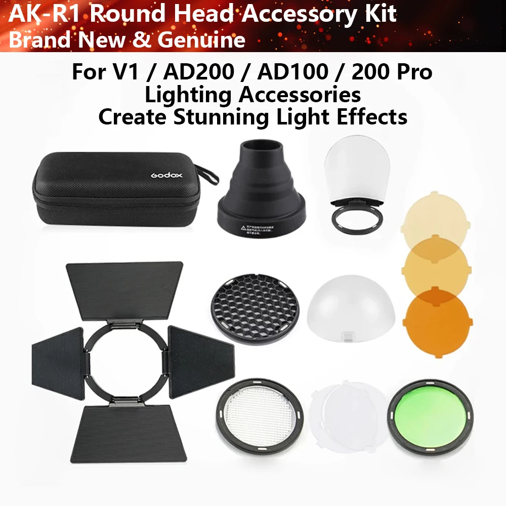 AK-R16 Magnetic Color Filters for Godox V1 V1pro V100 Round Head Flash, V-11T V-11C Gel Filter Kit