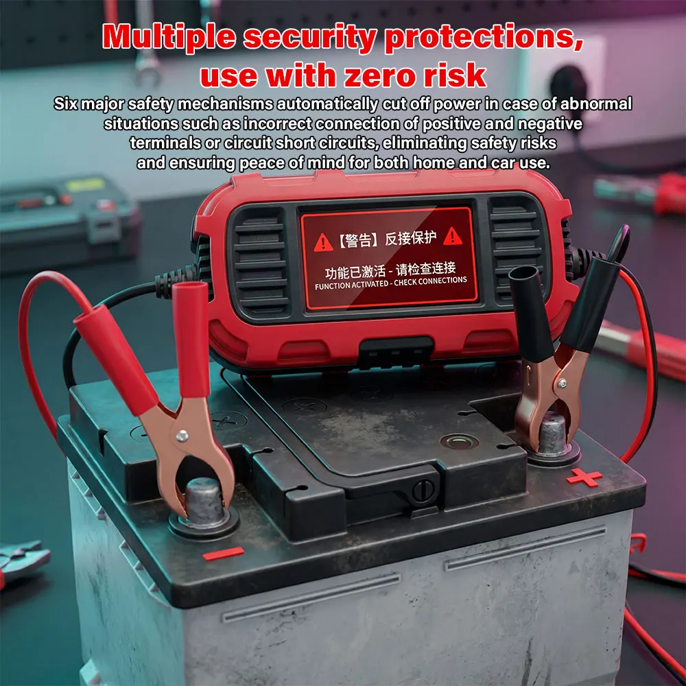 Smart Battery Charger 12V 2A Automatic Motorcycle Battery Charger With LED Display For Charge AGM GEL Lead-Acid Battery Chargers thumbnail 4