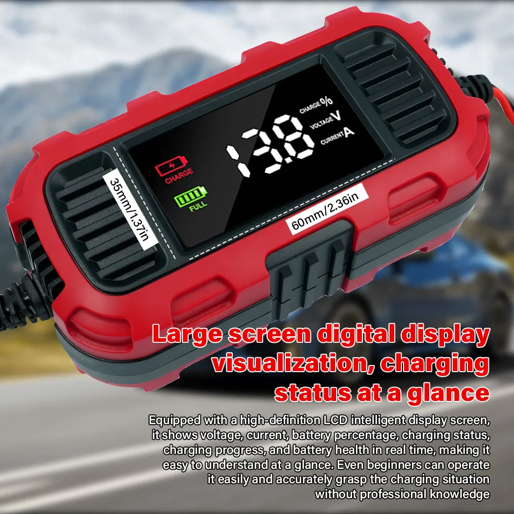 12V 2A Car Battery Charger Digital Display Smart Battery Charging Tool Battery Trickle Charger Maintainer for Car Truck Battery thumbnail 4