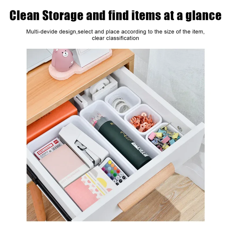 8pc/set Storage Drawer Storage Box Sundries Jewellery Holder Make Up Organizer Box Kitchen Bathroom Storage Trays Closet  Cover thumbnail 5