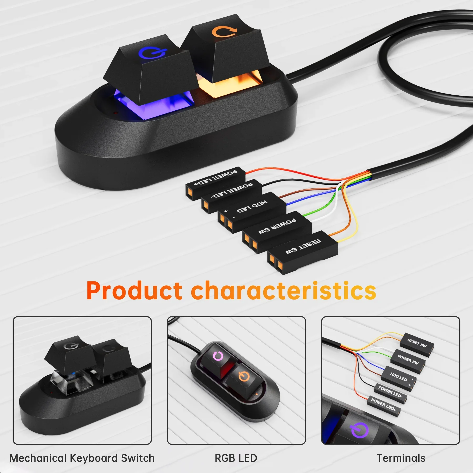 2M Mechanical Desktop External Power Switch Computer Switch On Off Power SW Cables PC Power Switch Button For Home Office PC thumbnail 4