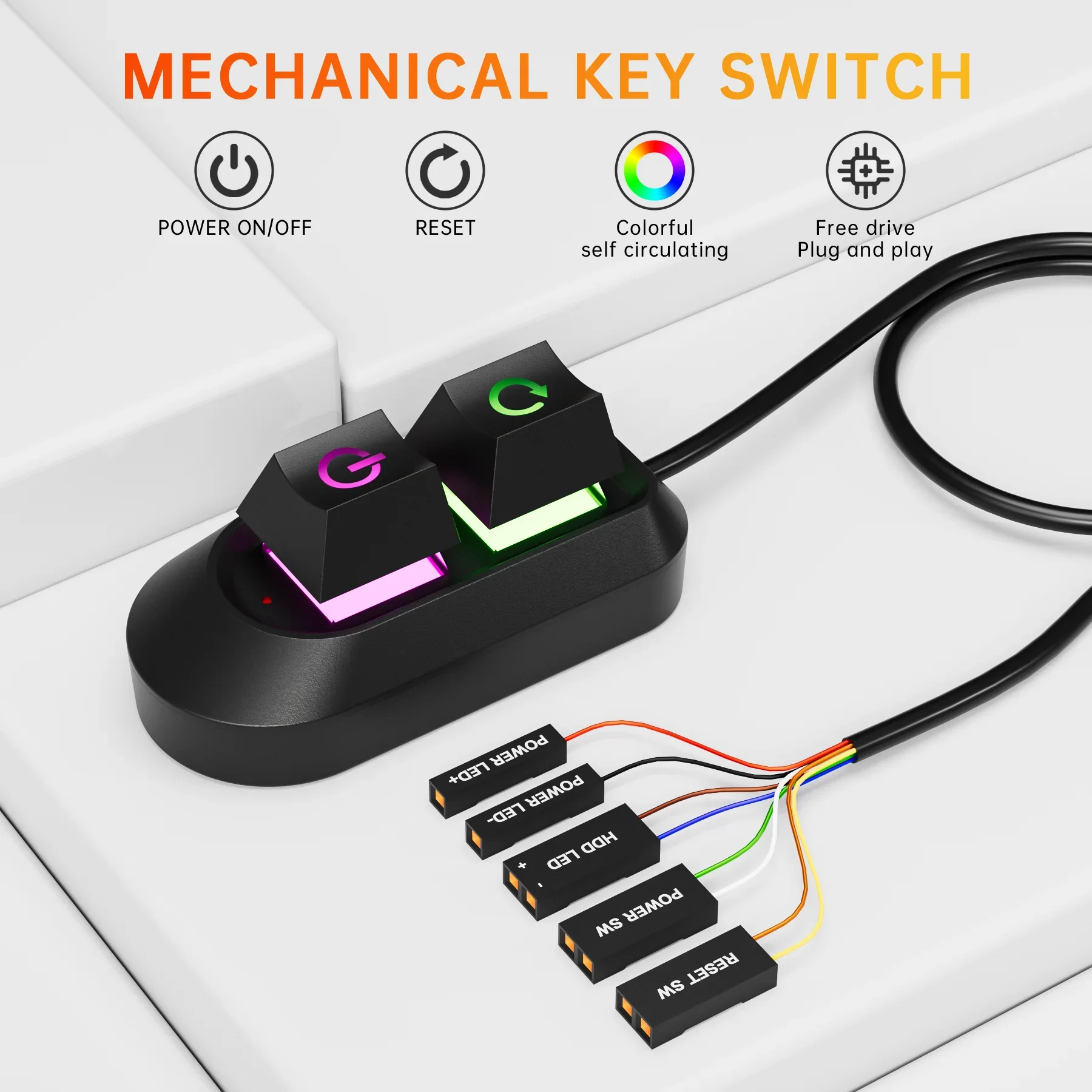 2M Mechanical Desktop External Power Switch Computer Switch On Off Power SW Cables PC Power Switch Button For Home Office PC