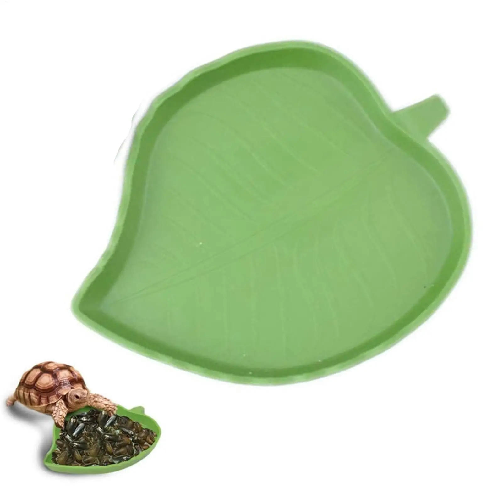 Reptile Feeder Turtle Feeding Bowl Amphibian Leaf Water Dish Flat Drinking Plate For Lizards Young Bearded Dragons Chameleon