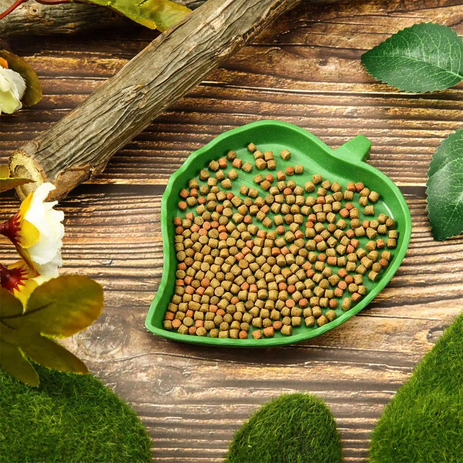 Reptile Feeder Turtle Feeding Bowl Amphibian Leaf Water Dish Flat Drinking Plate For Lizards Young Bearded Dragons Chameleon thumbnail 3