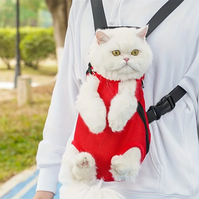 Pet Backpack Portable Cat Double Shoulder bag Outdoor Travel Dog Carrier Bag Pet Dog Front Bag Mesh Backpack thumbnail 2