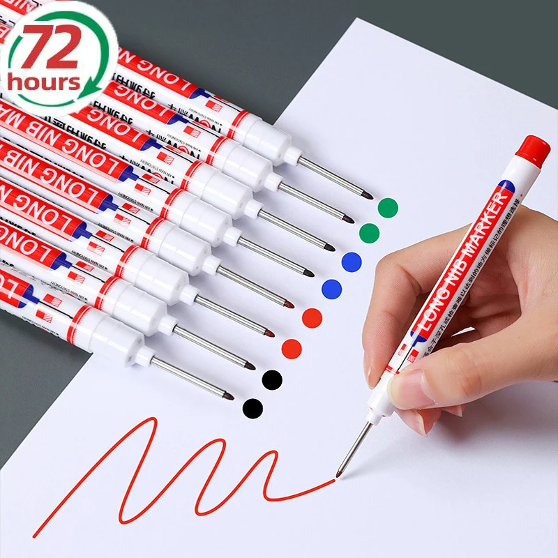 4 Colors 20mm Deep Hole Marker Pen Bathroom Waterproof Woodworking Tile Glass Metal Multi-purpose Long Head Oil Markers Pencil