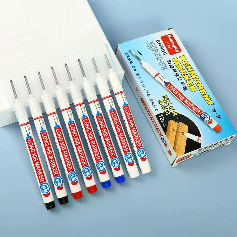 4 Colors 20mm Deep Hole Marker Pen Bathroom Waterproof Woodworking Tile Glass Metal Multi-purpose Long Head Oil Markers Pencil thumbnail 3