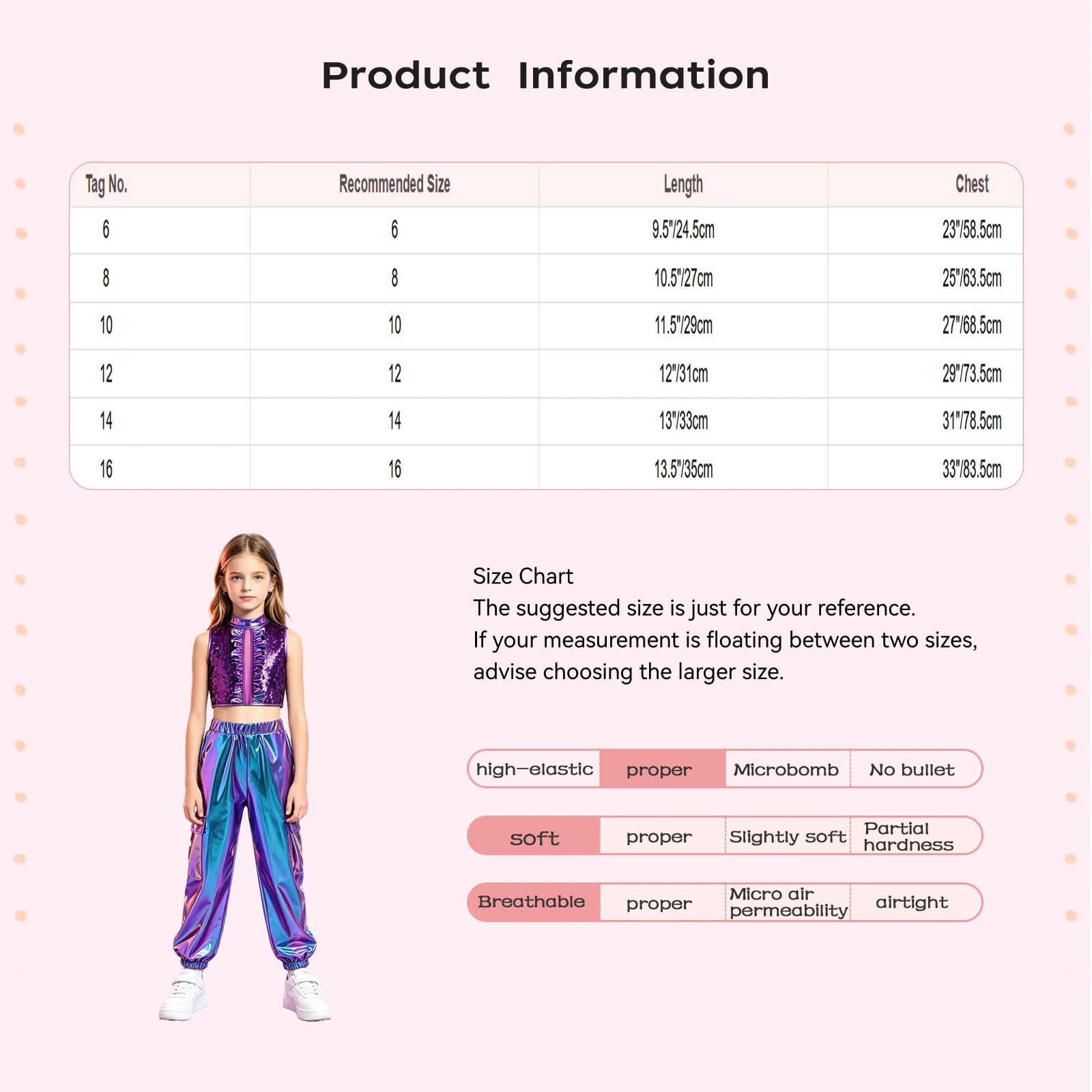 Fashion Clothes Set for Big Girls Metallic Shiny Crop Top Vest with Pants Suit for Jazz Hip Hop Street Dance Performance Costume thumbnail 6