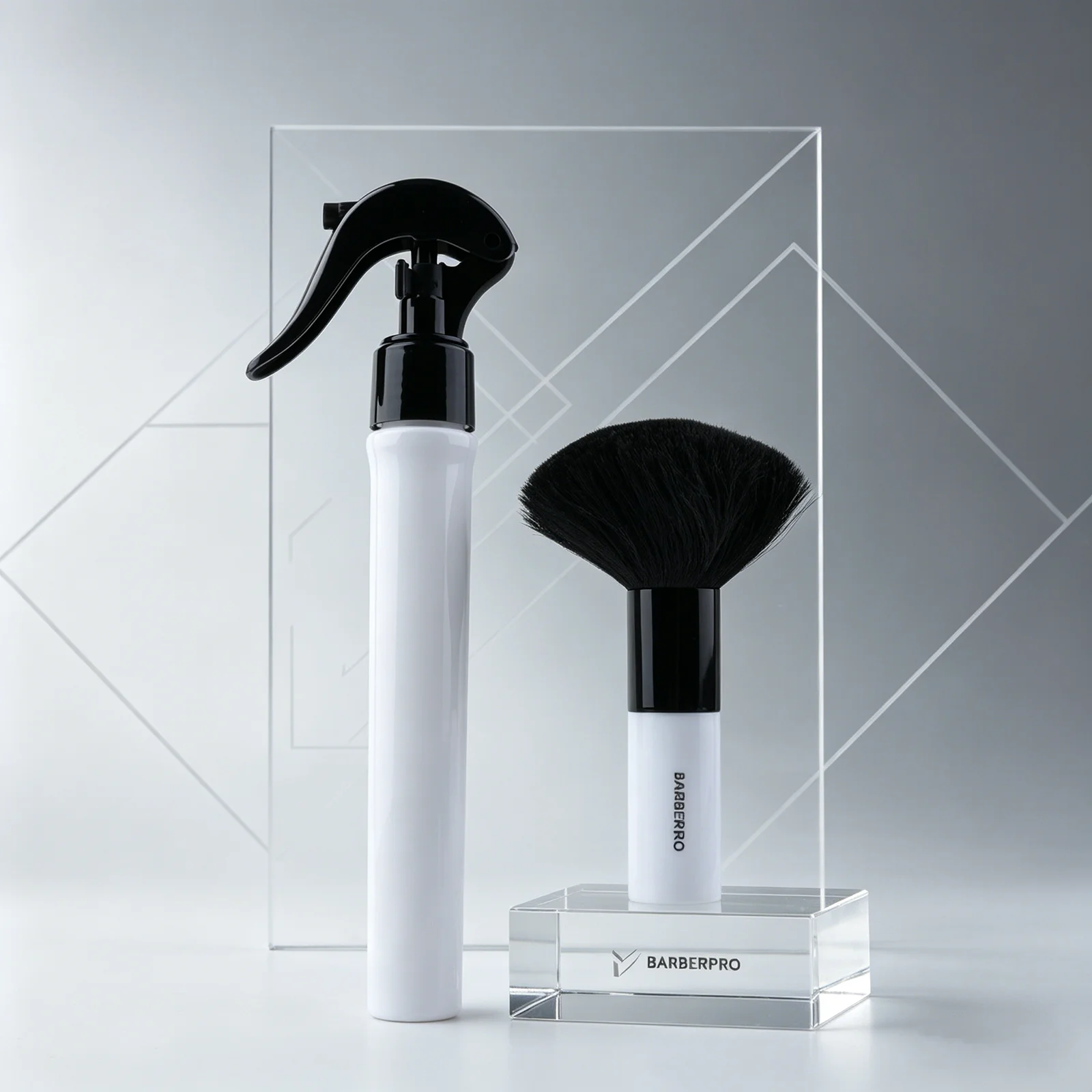 2PCS Set Professional Hairdressing Tools 30ml Barber Fine Mist Spray Bottle Neck Duster Cleaning Brush Salon Haircut Supplies