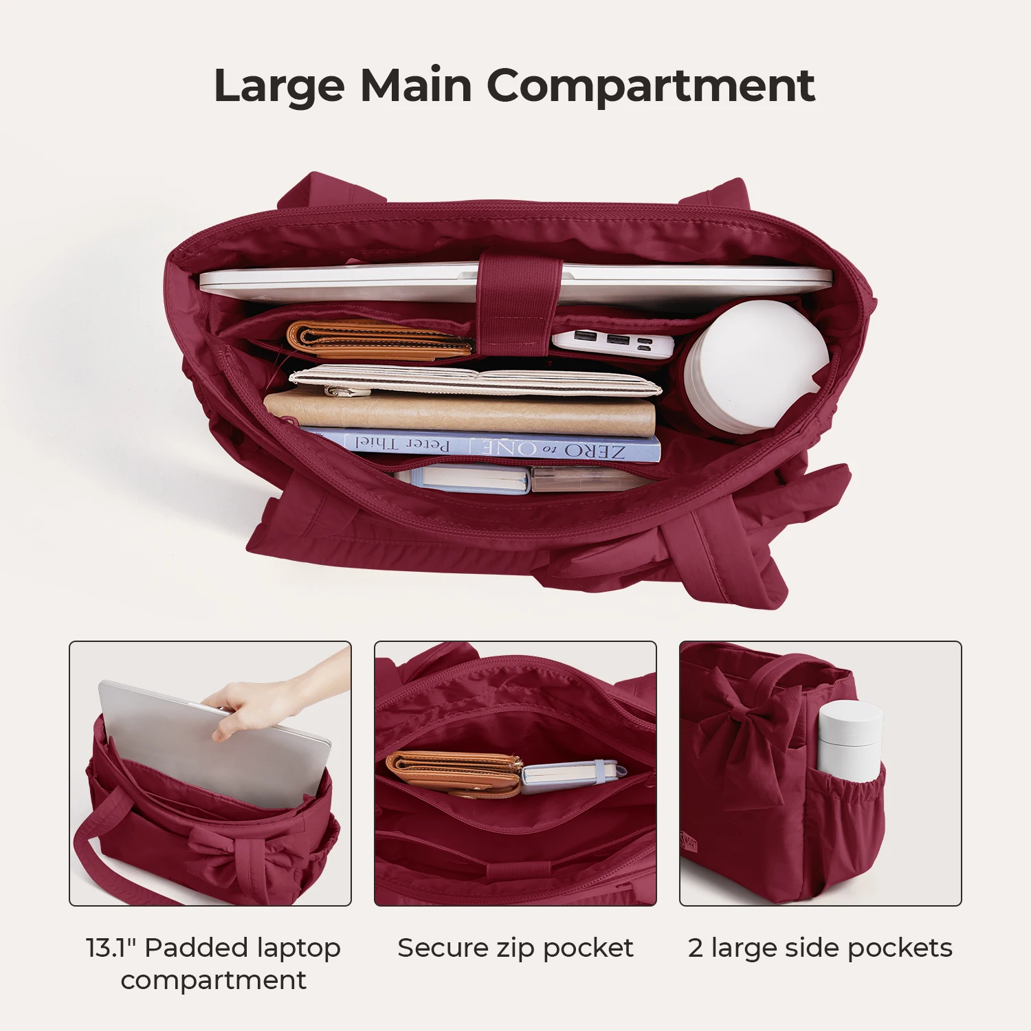 BAGSMART Tote Bag for Women Casual Sling Shoulder Handbag Waterproof hobo bags Fits 13'' Laptop for Travel Workout College thumbnail 3