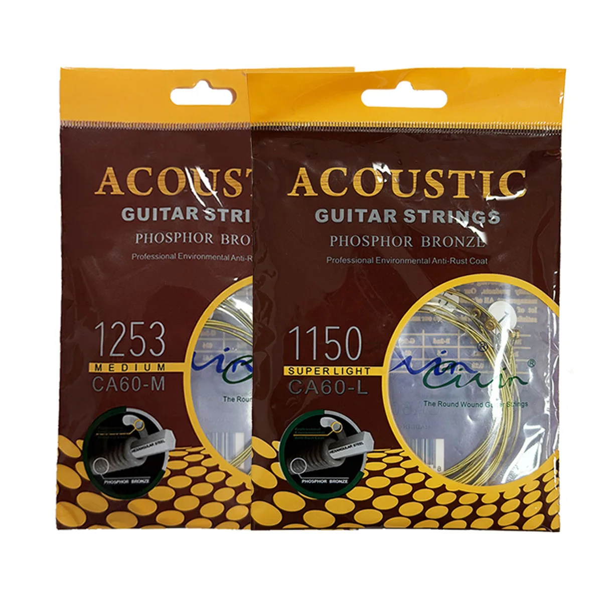 Civin CA60-M/CA60-L Folk Guitar Strings – Phosphor Bronze, Hex Steel Core, Anti-Rust Coating, Choose 012-053 or 011-050,6pcs/Set