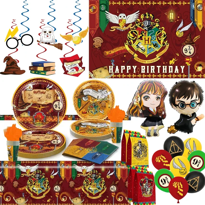 Potters Hogwarts Balloon Background Owl School Pottering Happy Birthday Banner Party Decoration Cake Topper Disposable Tableware thumbnail 2