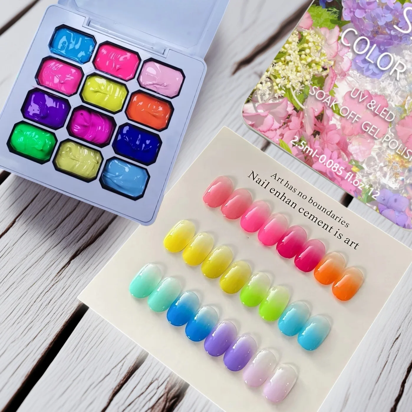 Rainbow Fluorescent Nail Gel, Fashion LED No-Wash Gel Polish, Salon Nail Art Design, High Saturation Bright Gloss, Nail Care Ess