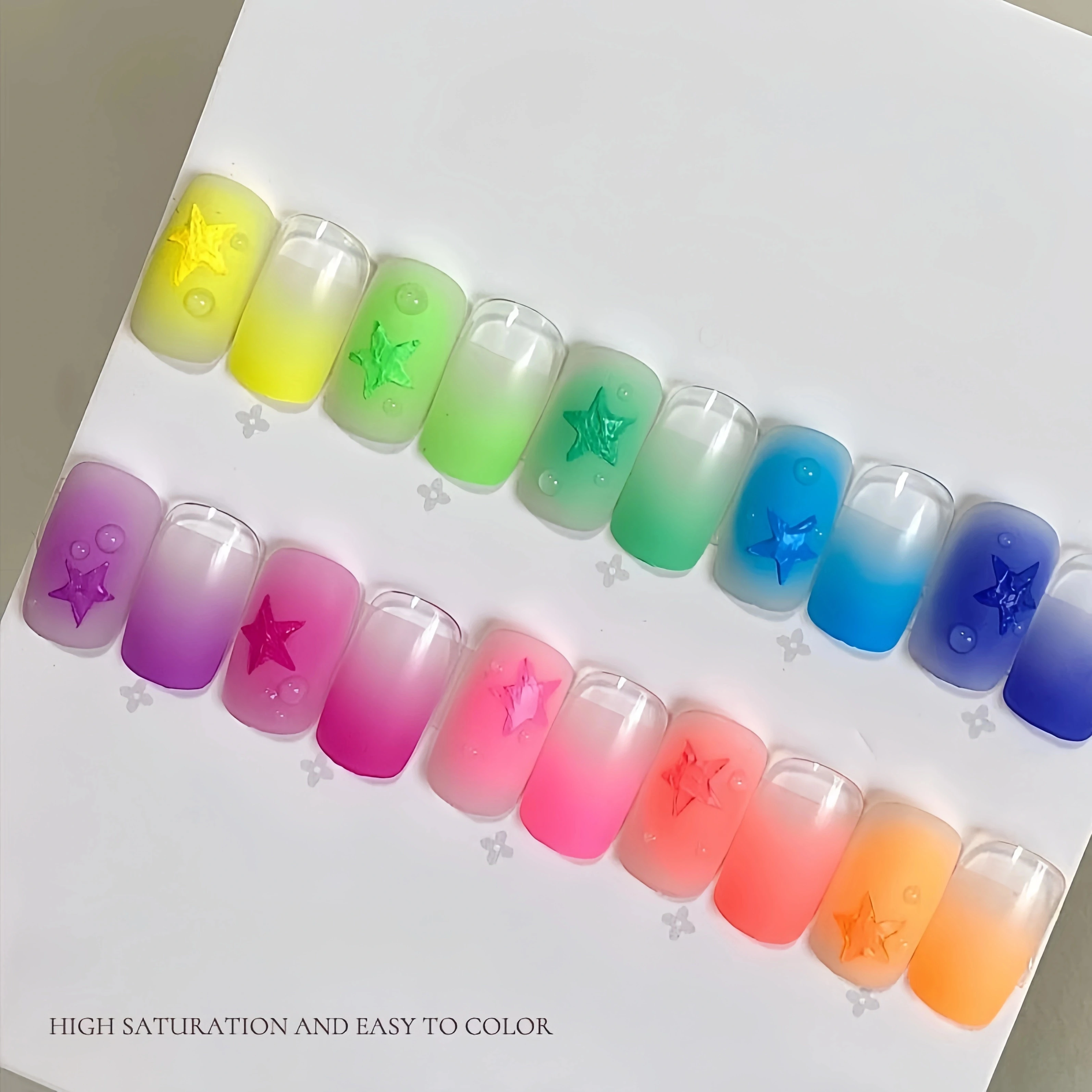 Rainbow Fluorescent Nail Gel, Fashion LED No-Wash Gel Polish, Salon Nail Art Design, High Saturation Bright Gloss, Nail Care Ess thumbnail 5