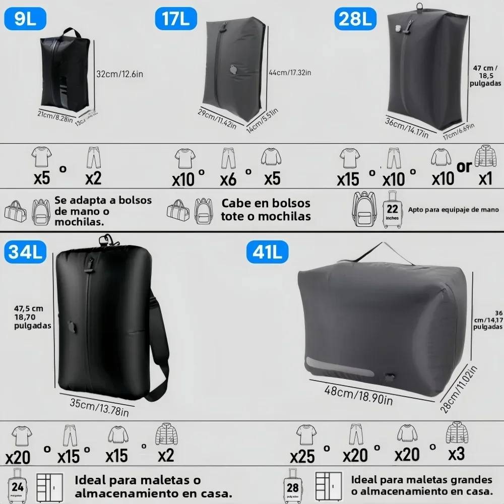 Travel Assentials Vacuum Storage Bags With Pump Luggage Compression Bags Outdoor Clothing Vacuum bag Saving 60% Space Suitcases thumbnail 5