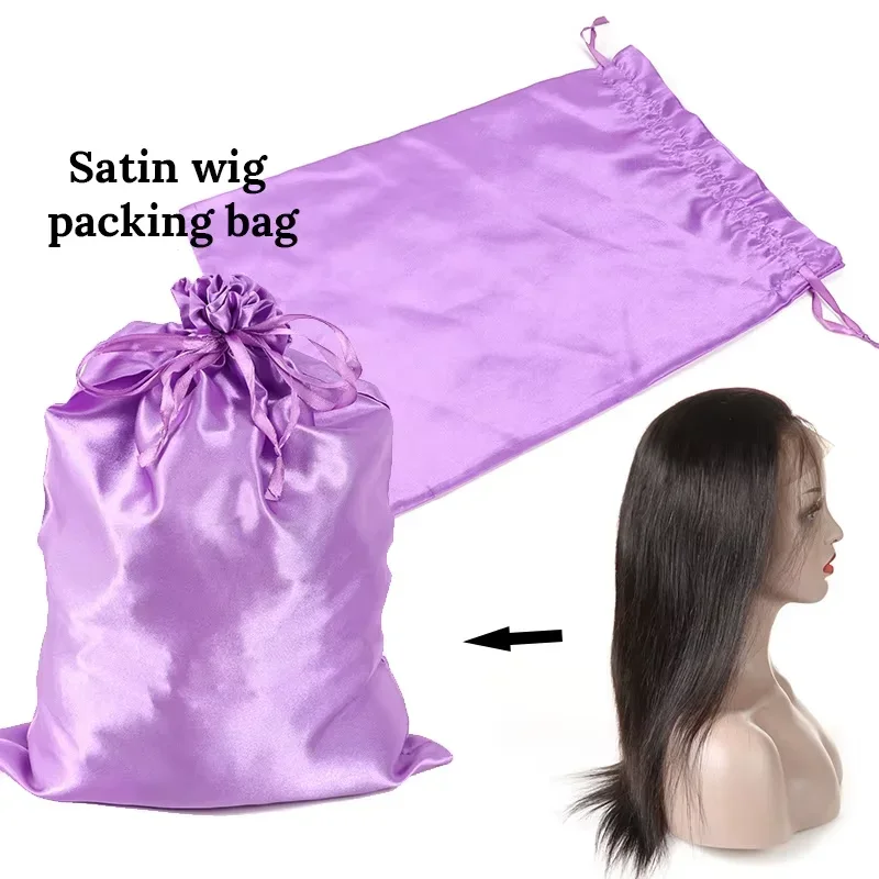 Satin Storage Bags For Home And Salon Use 10*13.8Inch Satin Wig Bags Black Pink Soft Silk Wig Bag For Hair Wig Packaging Tools thumbnail 3
