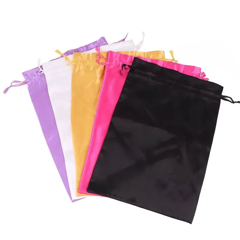 Satin Storage Bags For Home And Salon Use 10*13.8Inch Satin Wig Bags Black Pink Soft Silk Wig Bag For Hair Wig Packaging Tools thumbnail 2