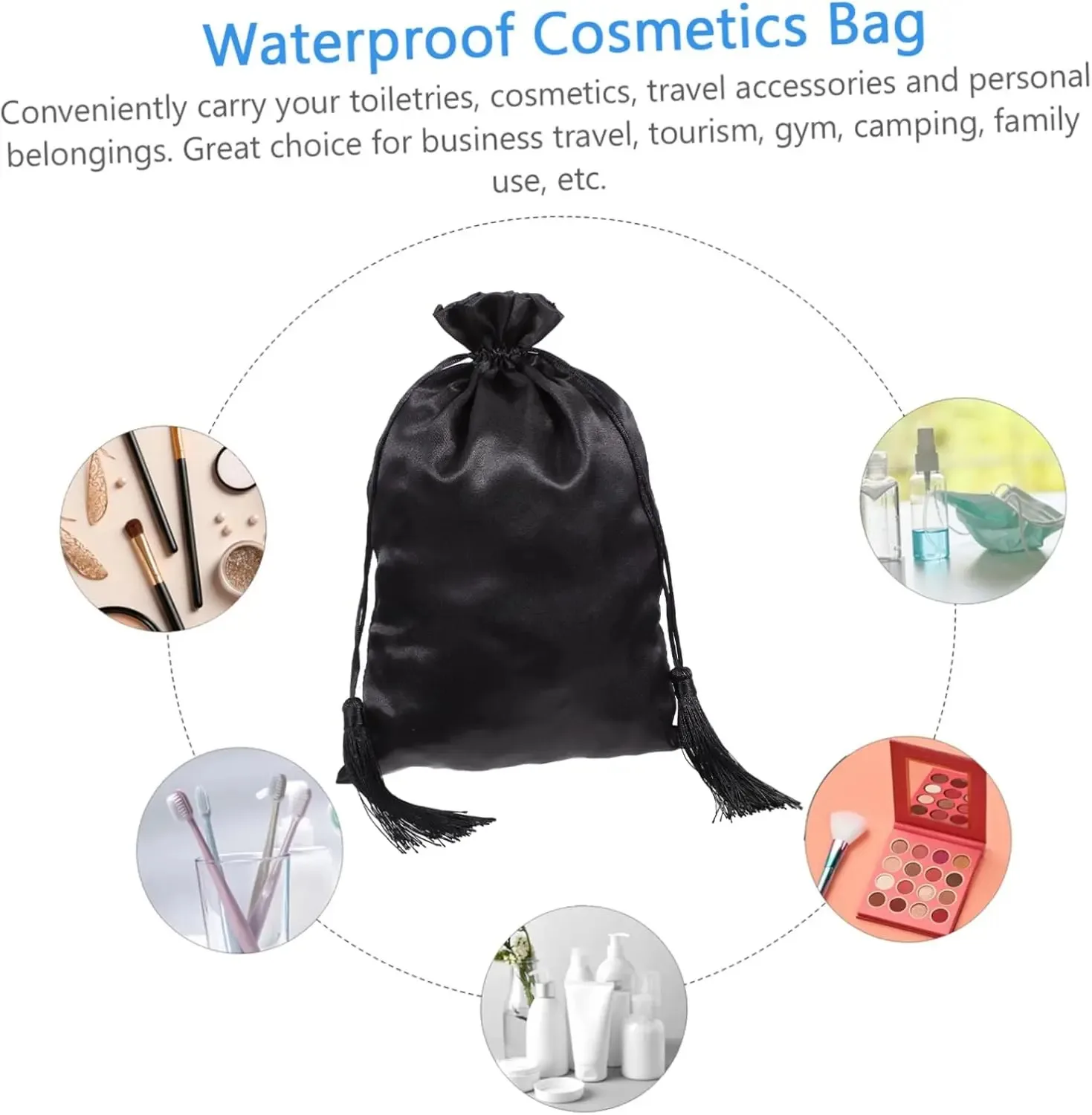 Satin Storage Bags For Home And Salon Use 10*13.8Inch Satin Wig Bags Black Pink Soft Silk Wig Bag For Hair Wig Packaging Tools thumbnail 6