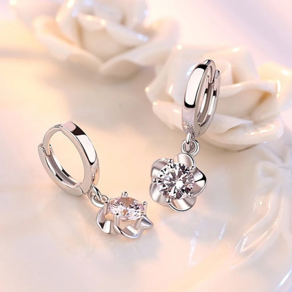 925 Sterling Silver Zirconia Crystal Earrings For Women Classic Geometric Twisted Line Earrings Party Versatile Jewelry Ear Cuff thumbnail 5
