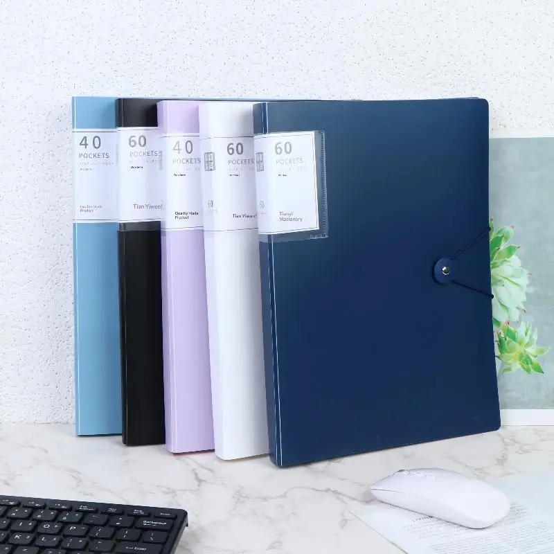 A4 Size 60/100 Pockets Clear PP Waterproof File Folder Document Holder for Office & School thumbnail 6