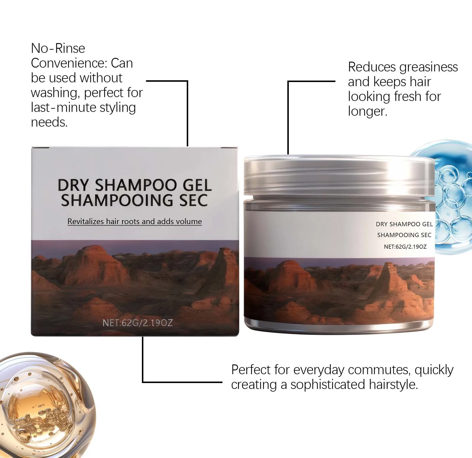 No-Rinse Hair Care Gels Repairs Split Ends And Breakage Adds Shine Moisturizing Non-Greasy Oil Control Hair Fluffy Dry Shampoo thumbnail 6