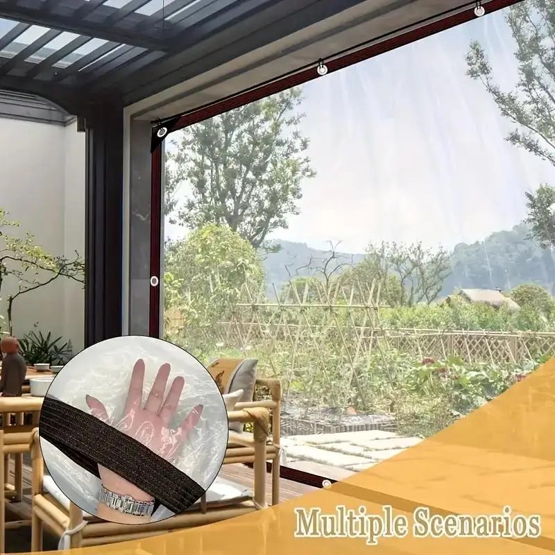 Waterproof Tarp PE Clear Tarpaulin Cover Film With Grommets Garden Balcony Patio Canopy Awnings Tarp Winter Plants Greenhouse thumbnail 3
