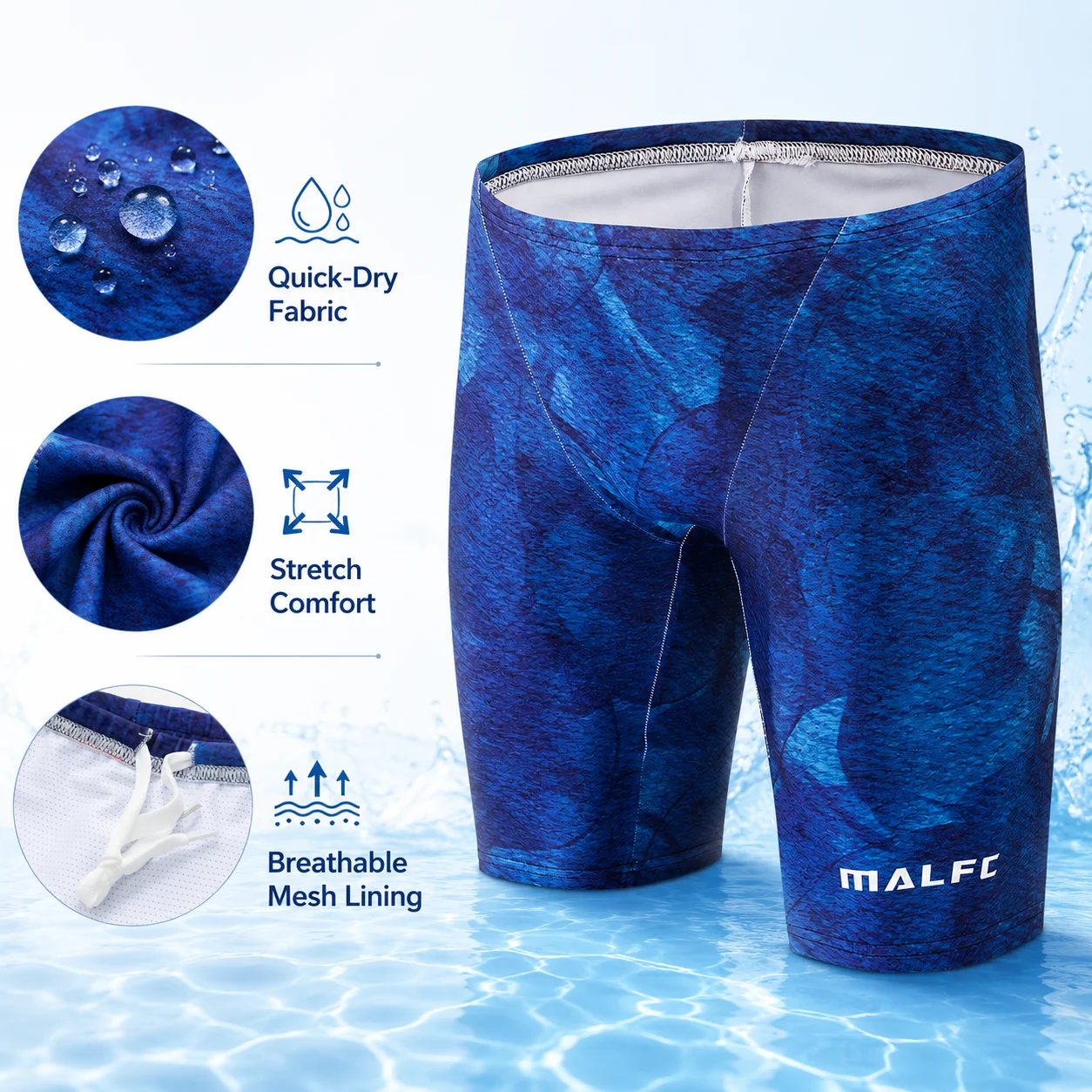 MALFC Summer Men's Swim Jammer Short Training Swimsuit Quick Drying Beach Swimming Trunks Swimwear Sports Tights Surf Shorts thumbnail 3